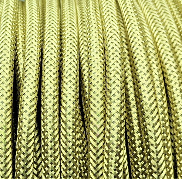 100 Metres of Braided Round metallic flex wire in Brass 3 core 0.50mm 