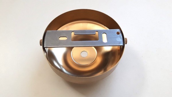 ceiling rose and strap bracket 100mm dia raw unpolished brass 2 screw fixing