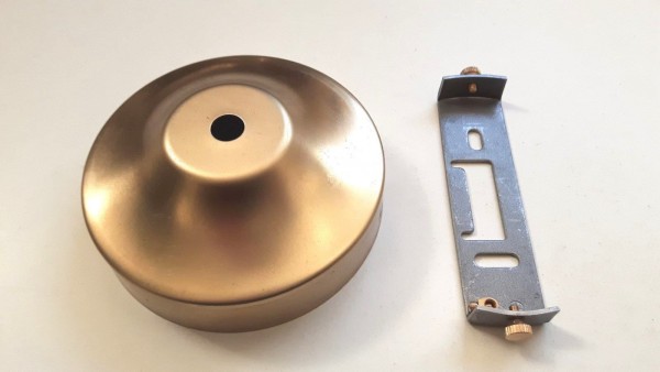 ceiling rose and strap bracket 100mm dia raw unpolished brass 2 screw fixing