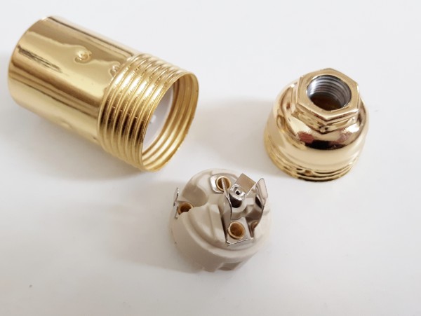 Small Edison screw  E14 lamp holder plain skirt Brass finish