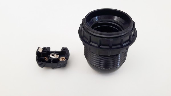 E27 - ES bulb-lamp holder 3 part black threaded skirt