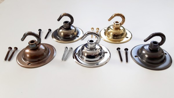 Ceiling rose hook plate with earth tag, nut and two 1 1~4 inch screws