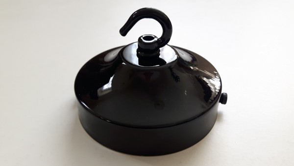 Black chandelier ceiling rose with open hook and bracket
