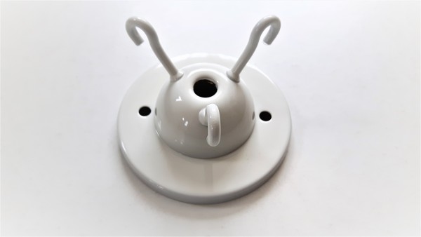 brass 3 hook ceiling plate for light fitting in white