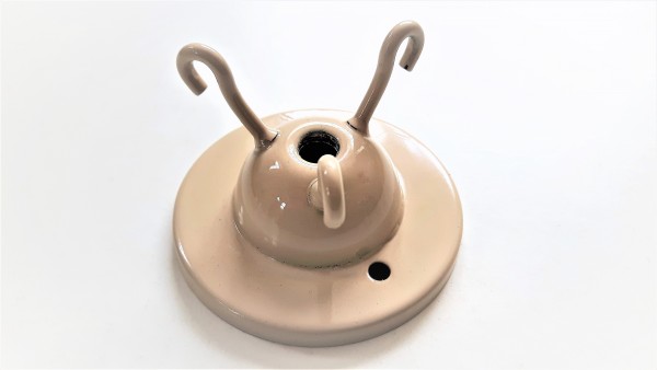 brass 3 hook ceiling plate for light fitting in cream