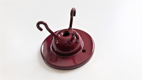brass 3 hook ceiling plate for light fitting in burgundy