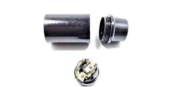 E14 bulb-lamp holder 3 part plain skirt black plastic