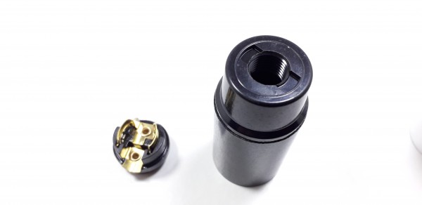 E14 bulb-lamp holder 3 part plain skirt black plastic