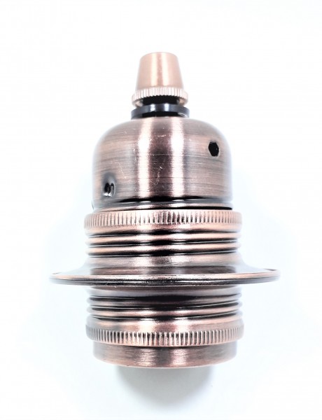 ES E27 Bulb lamp Holder with Shade Rings and cord grip antique Copper