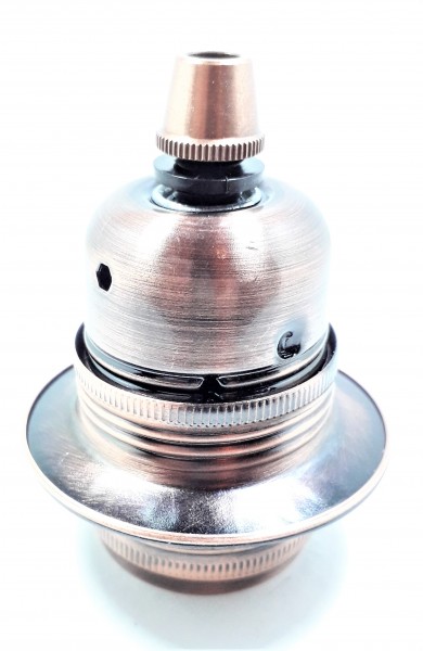ES E27 Bulb lamp Holder with Shade Rings and cord grip antique Copper