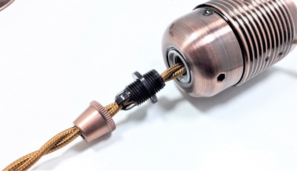 ES E27 Bulb lamp Holder with Shade Rings and cord grip antique Copper