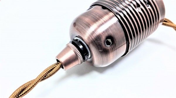 ES E27 Bulb lamp Holder with Shade Rings and cord grip antique Copper