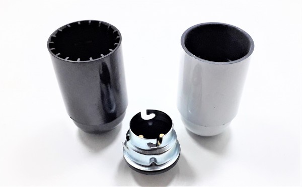B22 BC Bakelite lampholder plain skirt black or white 65mm high 40mm wide 10mm thread