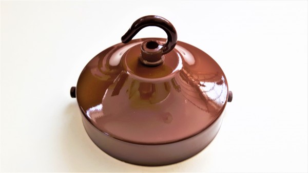 Brown ceiling rose with open hook and bracket