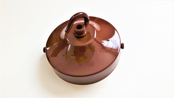 Brown ceiling rose with open hook and bracket