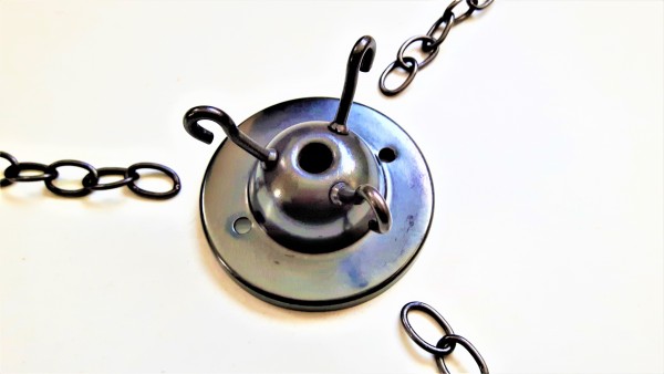 Old bronze finish 3 hook ceiling plate with 3 x 12 inch lengths of old bronze chain