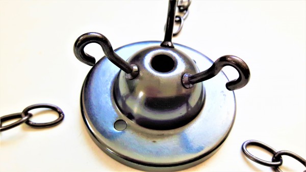 Old bronze finish 3 hook ceiling plate with 3 x 12 inch lengths of old bronze chain