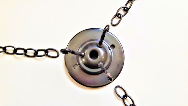 Old bronze finish 3 hook ceiling plate with 3 x 12 inch lengths of old bronze chain