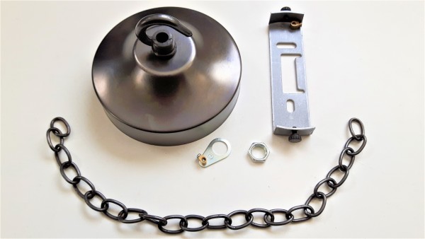 Antique bronze effect ceiling rose and strap with open hoop and matching 12inches of  chain