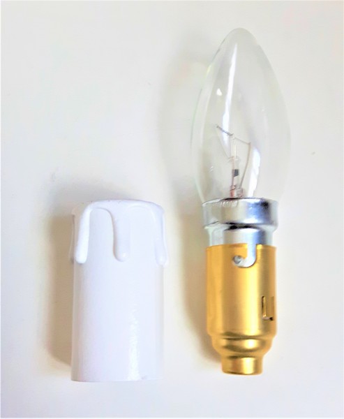 Candle Tube with B22 lamp holder White Drip Card 55mm x 26mm