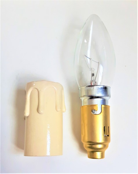 Candle Tube with B22 lamp holder Cream Drip Card 55mm x 26mm