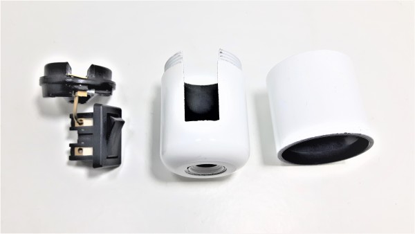 Rocker switch lamp holder E27 White 10mm base thread 2 shade rings
