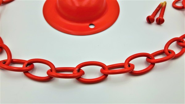 Red ceiling hook with screws chain and braided flex