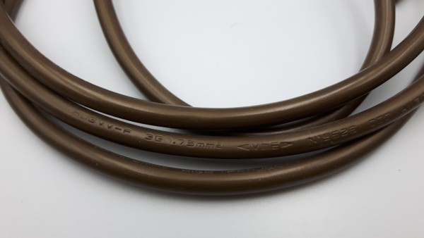 Gold Bronze PVC Flex Electrical Cable 0.75mm 3 core
