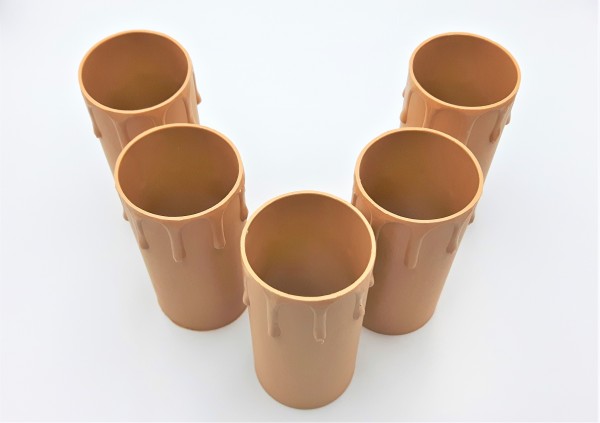 Candle Tubes-sleeves brown Drip Plastic 39mm x 85mm