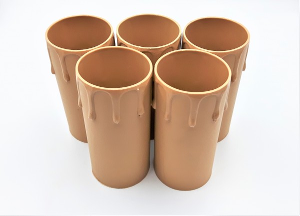 Candle Tubes-sleeves brown Drip Plastic 39mm x 85mm
