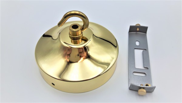 Ceiling rose hook plus strap 100mm dia brass finish