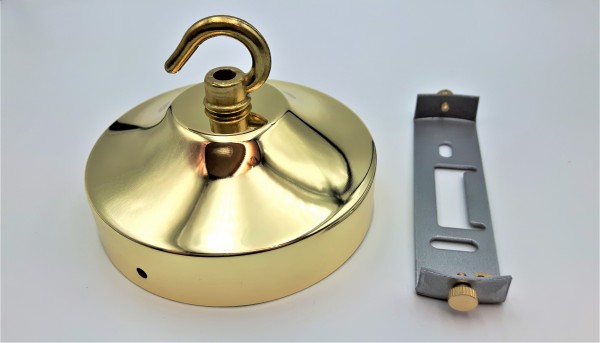 Ceiling rose hook plus strap 100mm dia brass finish