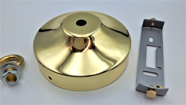 Ceiling rose hook plus strap 100mm dia brass finish