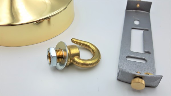 Ceiling rose hook plus strap 100mm dia brass finish