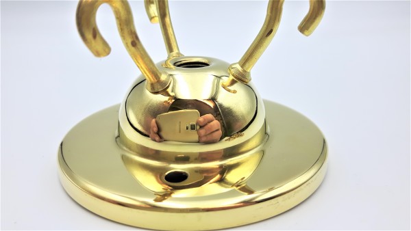 CHANDELIER - LIGHT FITTING 3 HOOK POLISHED CEILING PLATE with 3 x 16 inch lengths of brass plated go