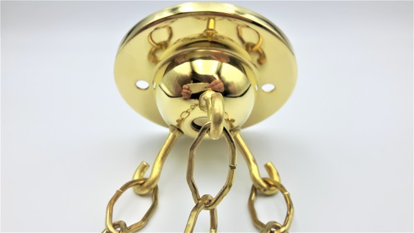 CHANDELIER - LIGHT FITTING 3 HOOK POLISHED CEILING PLATE with 3 x 16 inch lengths of brass plated go