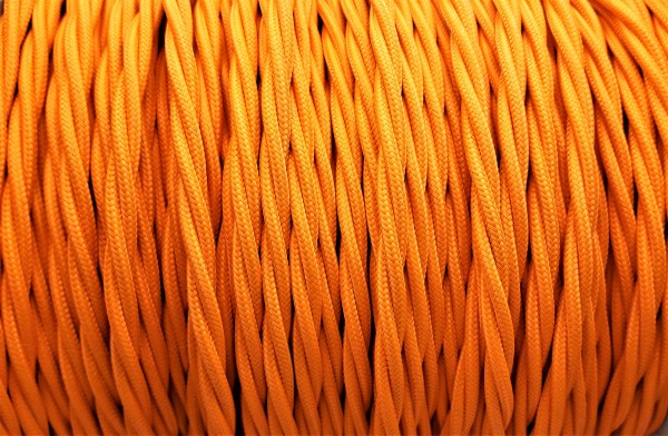 Baided 3 Cored Silk Flex Lighting Cable Orange 0.75MM