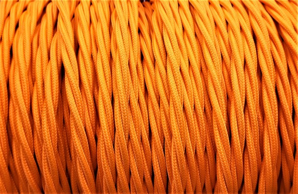 Baided 3 Cored Silk Flex Lighting Cable Orange 0.75MM