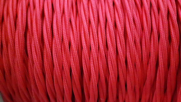 RED 3 Core Braided Silk Flex Electrical Cable 0.75mm