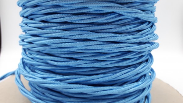 3 CORE BRAIDED FLEX CHANDELIER CABLE OCEAN BLUE 0.75MM