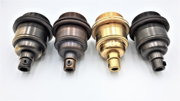 ES E27 lamp holder solid brass with matching cord grip various finishes