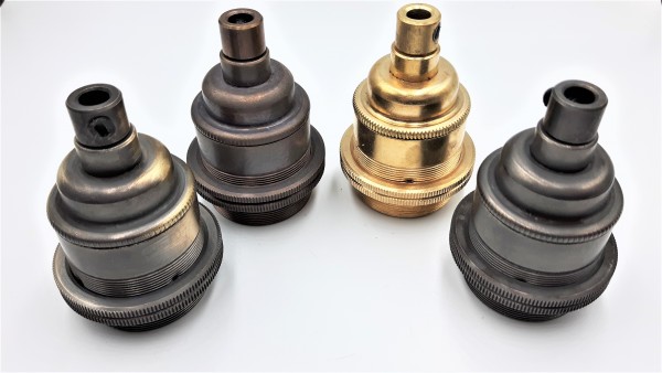 ES E27 lamp holder solid brass with matching cord grip various finishes