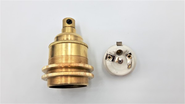 ES E27 lamp holder solid brass with matching cord grip various finishes