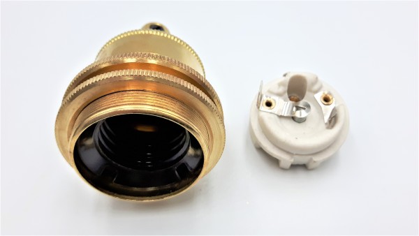 ES E27 lamp holder solid brass with matching cord grip various finishes