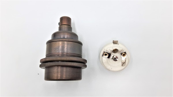 ES E27 lamp holder solid brass with matching cord grip various finishes