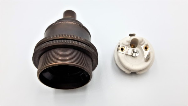 ES E27 lamp holder solid brass with matching cord grip various finishes