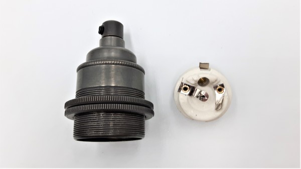 ES E27 lamp holder solid brass with matching cord grip various finishes