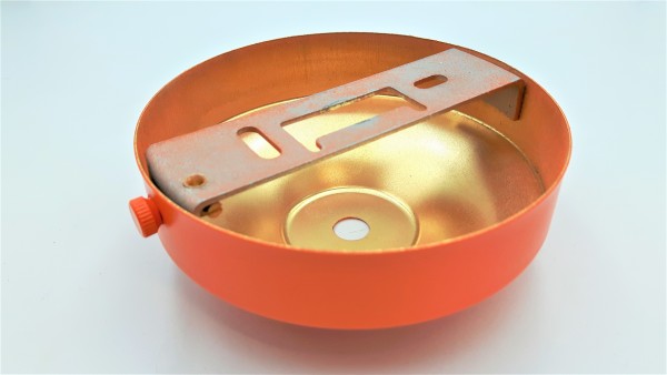 Ceiling rose hook plus strap 100mm dia orange finish 