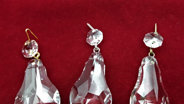 Large crystal chandelier pear drop pinned in nickel brass or antique