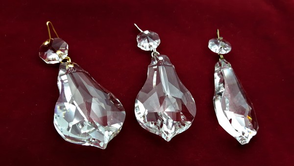 Large crystal chandelier pear drop pinned in nickel brass or antique